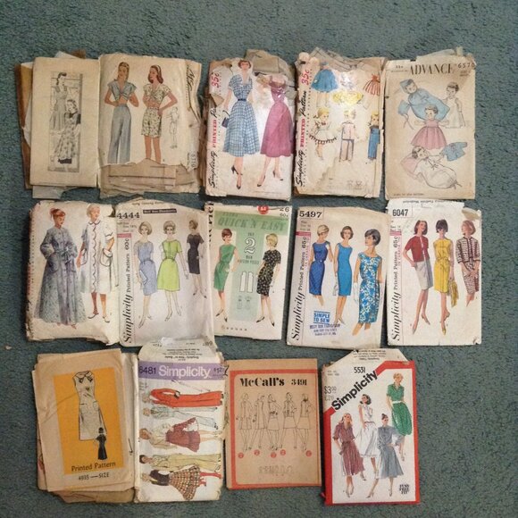 Lot of 14 INCOMPLETE Vintage Patterns, 1940s-1980s - Picture 1 of 7